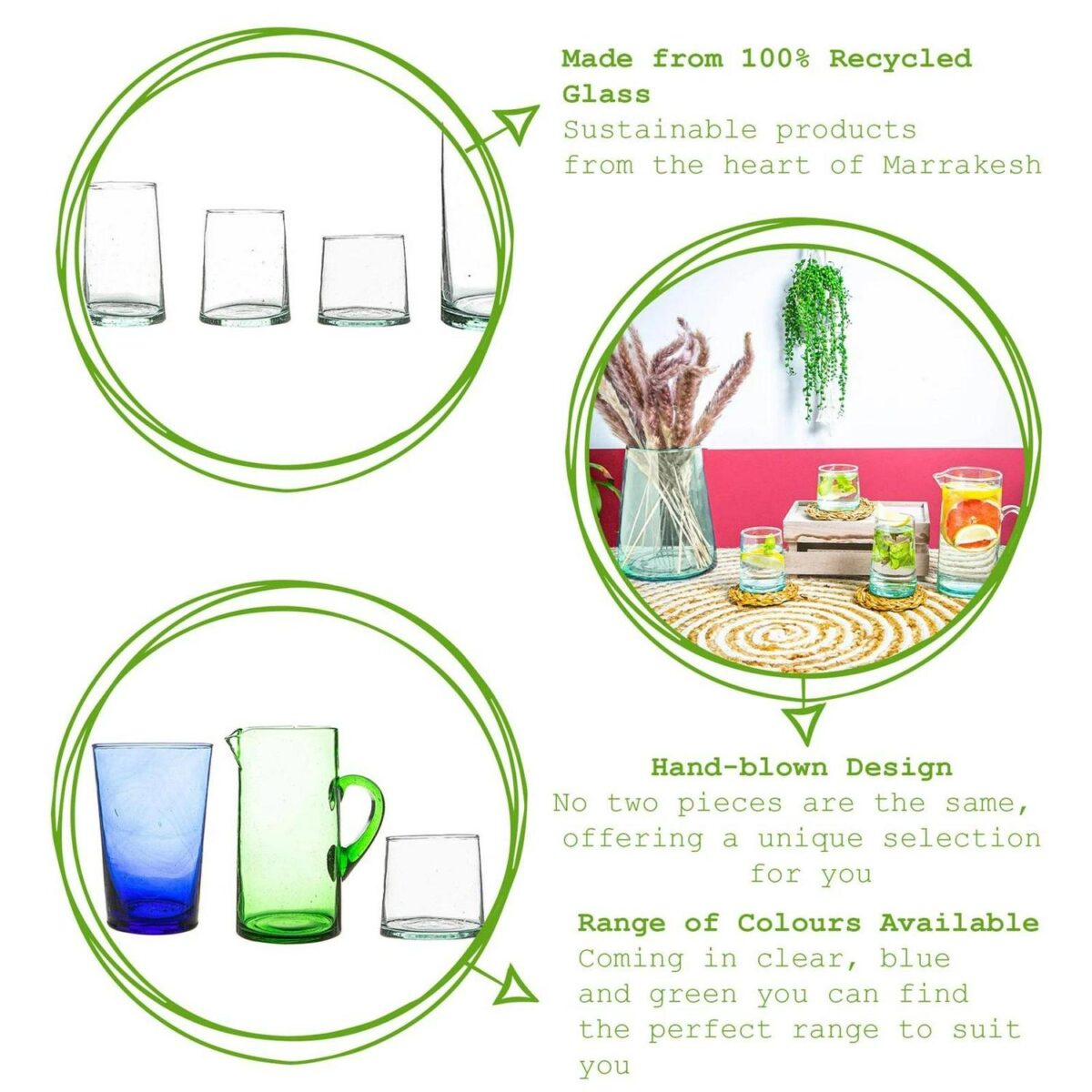 Jebel Recycled Glass Vase Decorative Home Flower Display Holder 3.5 Litre Clear - Image 2