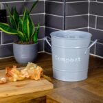 Kitchen Compost Bin Bucket Steel Waste Pail with Lid Plastic Inner - Grey - Image 6