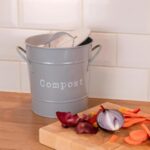Kitchen Compost Bin Bucket Steel Waste Pail with Lid Plastic Inner - Grey - Image 7