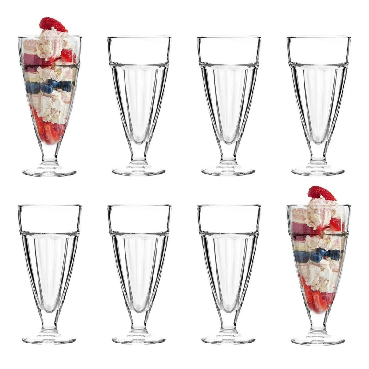 Knickerbocker Glory Dessert Sundae Ice Cream Glasses - 350ml x8 - Image 1