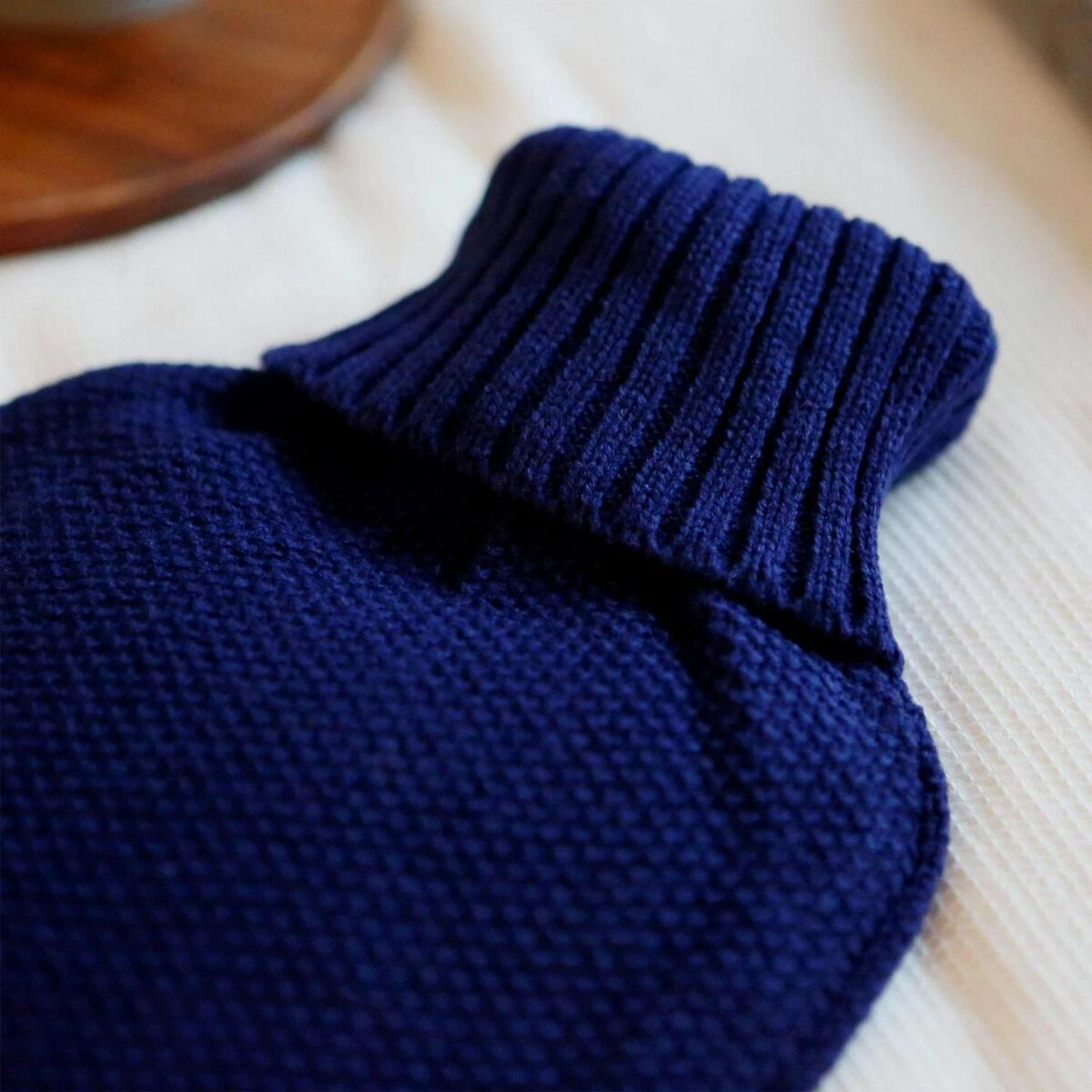 Knitted Hot Water Bottle and Cover Set Heat Aid Therapy with Sleeve 35cm Navy - Image 6
