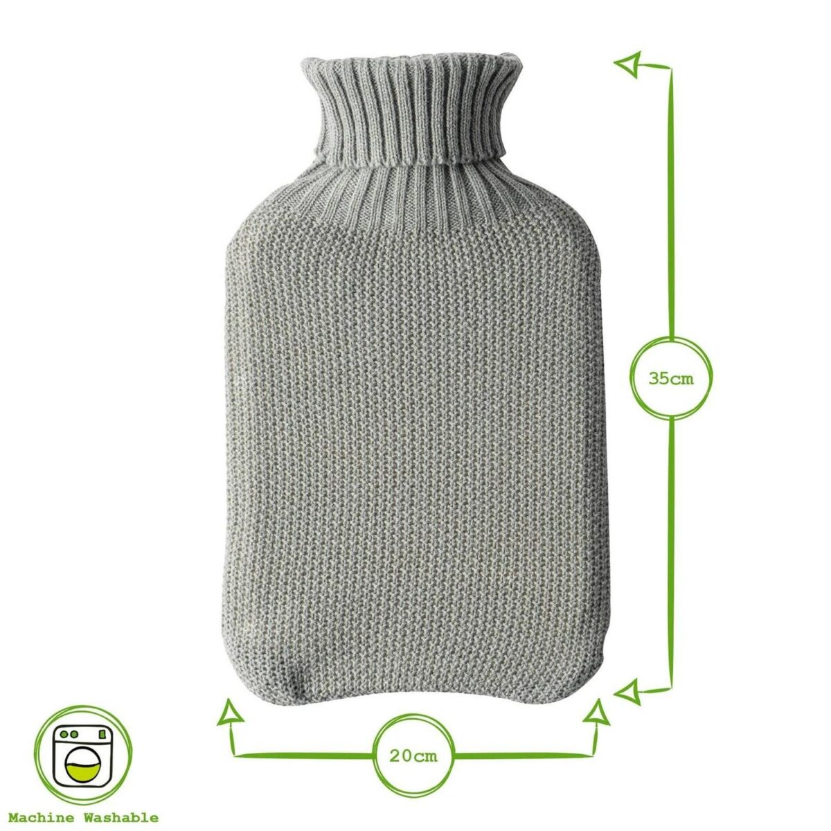 Knitted Hot Water Bottle and Cover Set Heat Aid Therapy with Sleeve 35cm Navy - Image 3