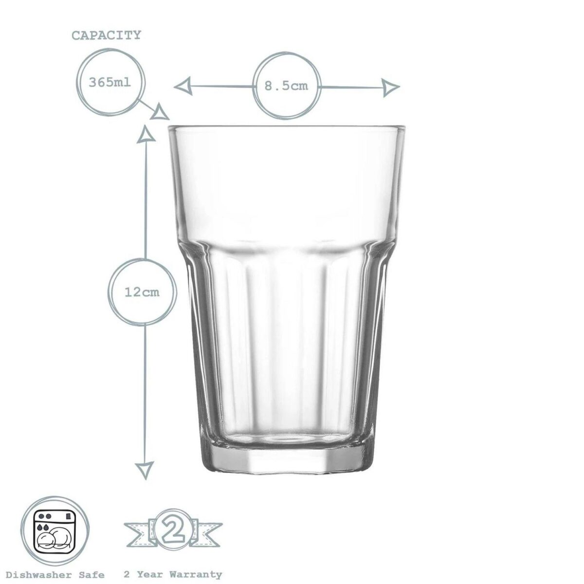 LAV 12 Piece Aras Glassware Set Highball Whisky Water Tumbler Glasses Clear - Image 3
