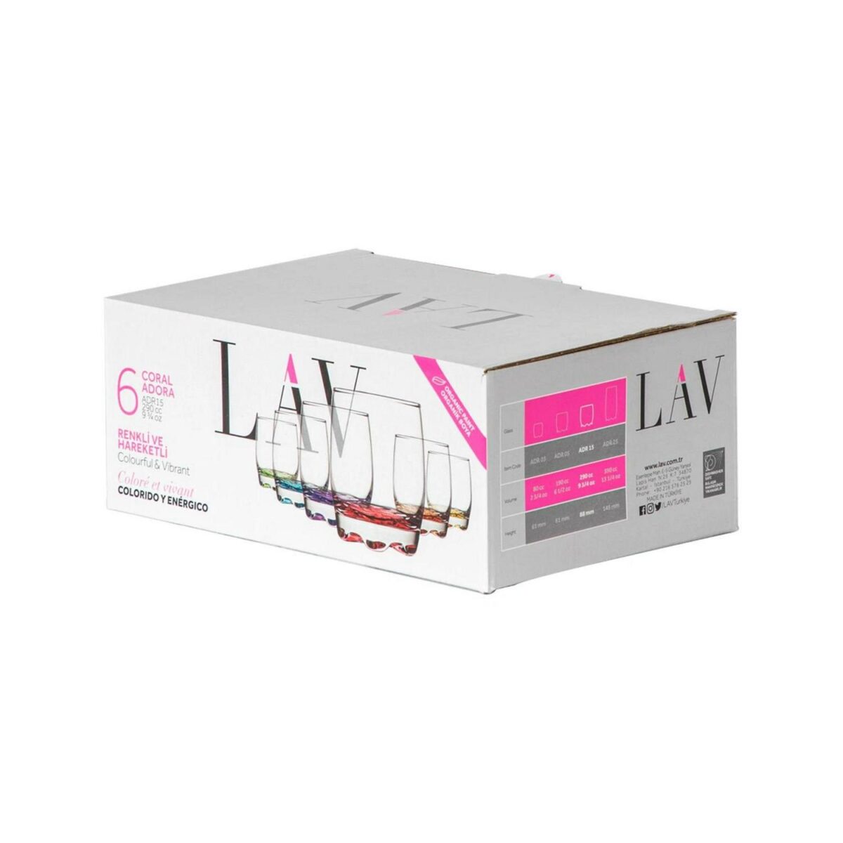 LAV 12x Adora Coloured Water Glasses Whisky Juice Cocktail Tumblers 290ml Multi - Image 8