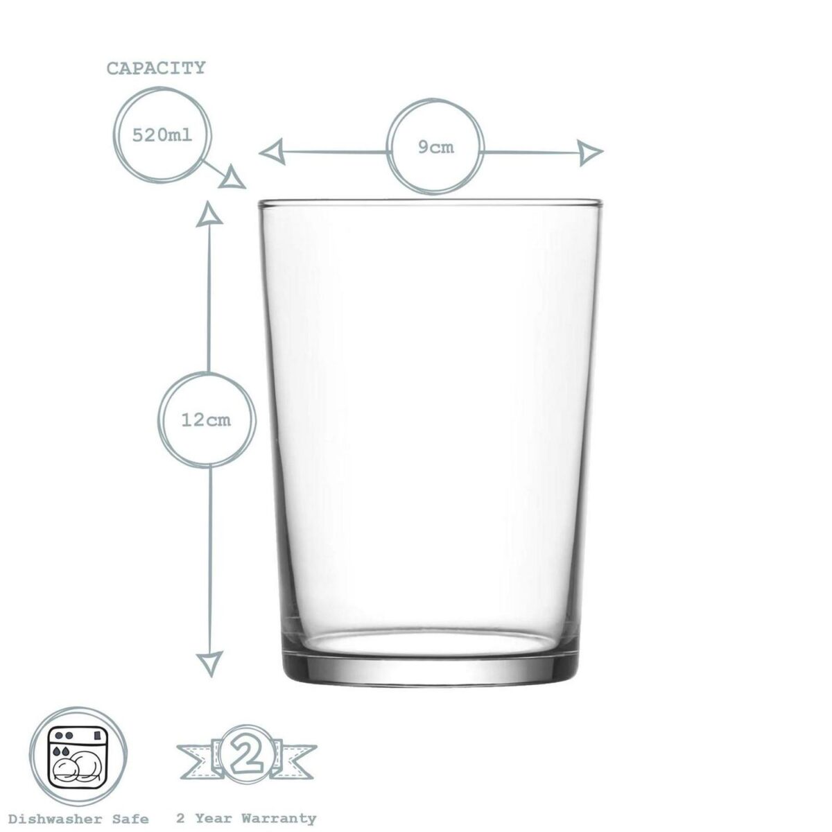 LAV 12x Bodega Highball Glasses Water Juice Cocktail Tumblers 520ml Clear - Image 3