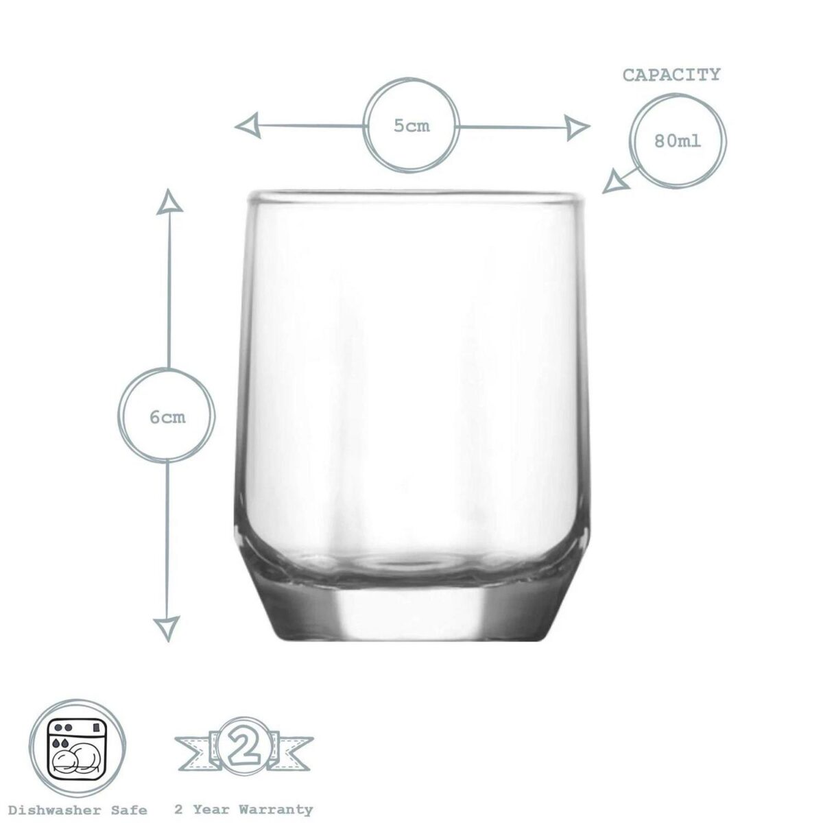LAV 12x Diamond Shot Glasses Glass Shooter Tumblers 80ml Clear - Image 3
