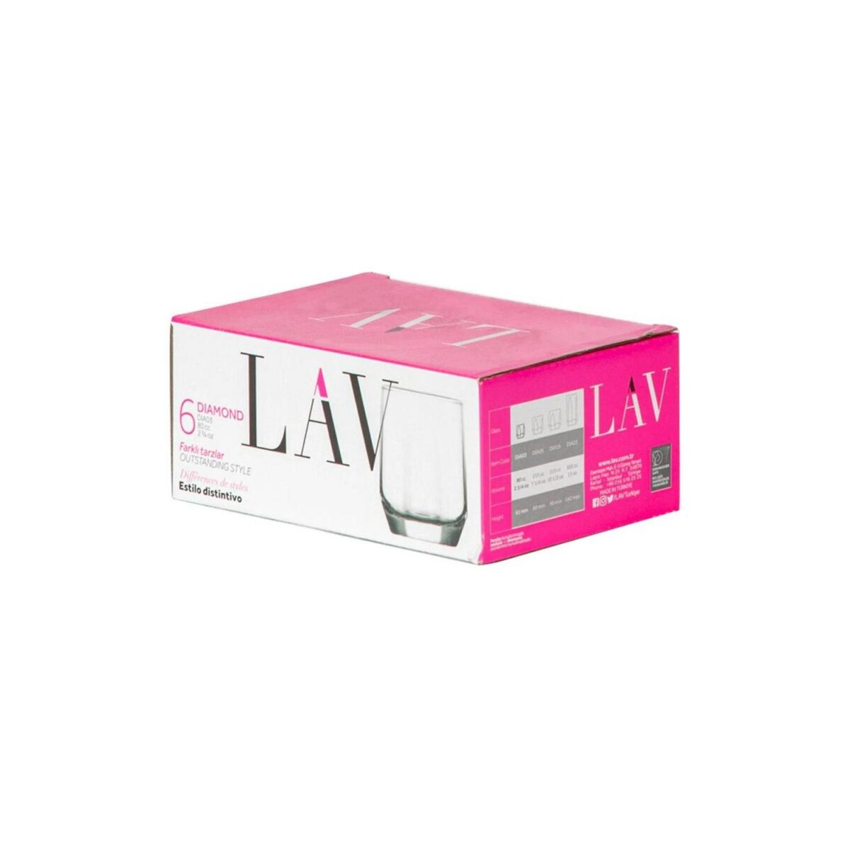 LAV 12x Diamond Shot Glasses Glass Shooter Tumblers 80ml Clear - Image 5