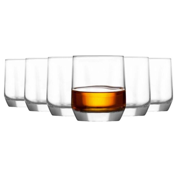 LAV 12x Diamond Whisky Glasses Water Juice Cocktail Tumblers 215ml Clear