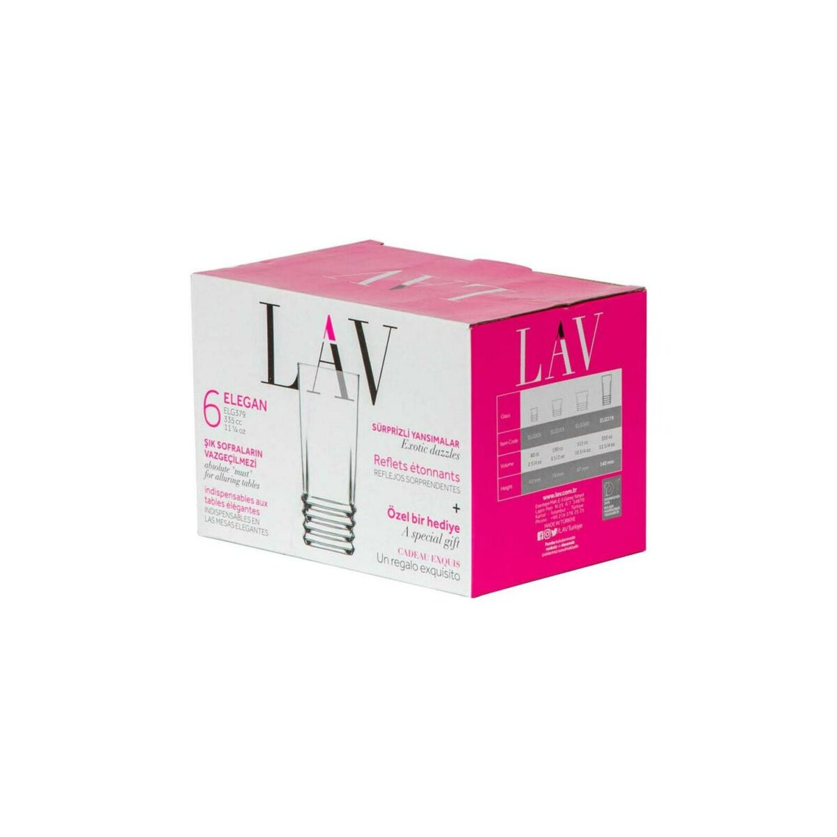 LAV 12x Elegan Highball Glasses Water Juice Cocktail Tumblers 370ml Clear - Image 6