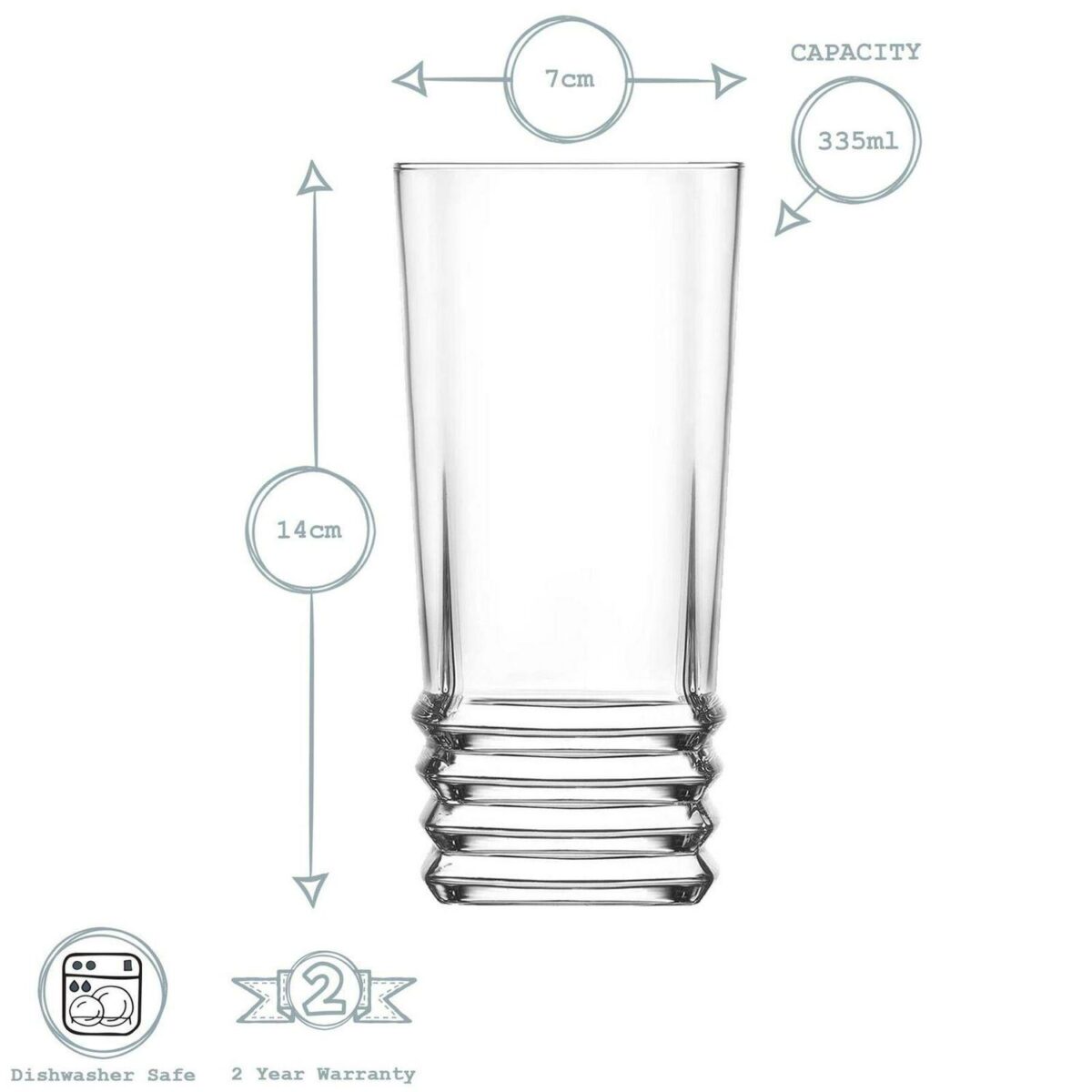 LAV 12x Elegan Highball Glasses Water Juice Cocktail Tumblers 370ml Clear - Image 3