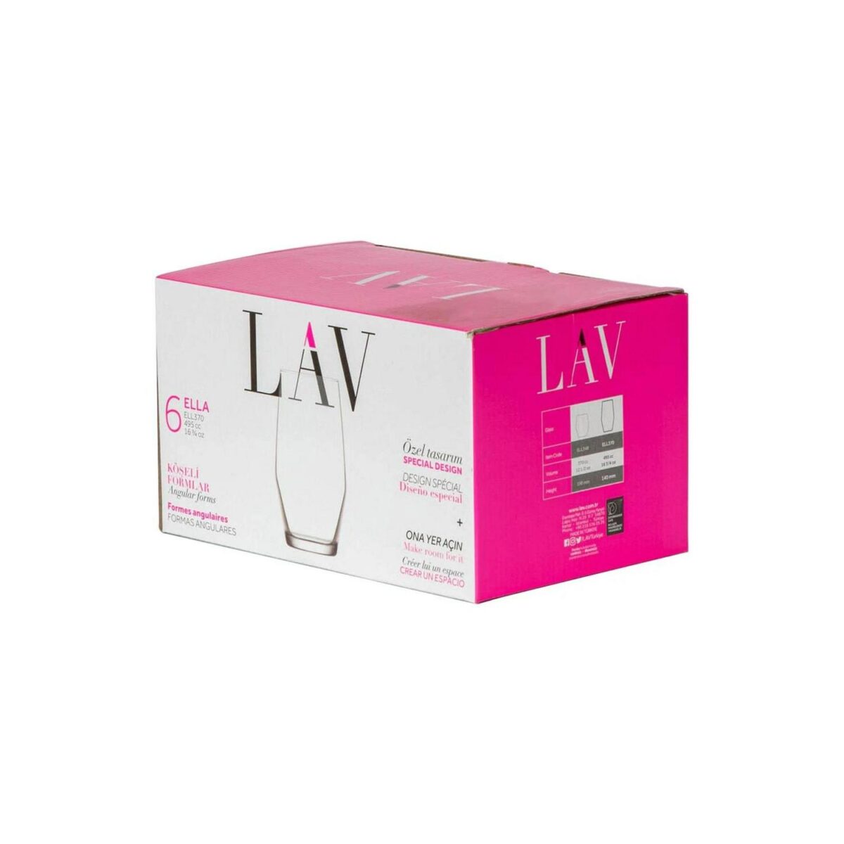 LAV 12x Ella Highball Glasses Water Juice Cocktail Tumblers 495ml Clear - Image 5
