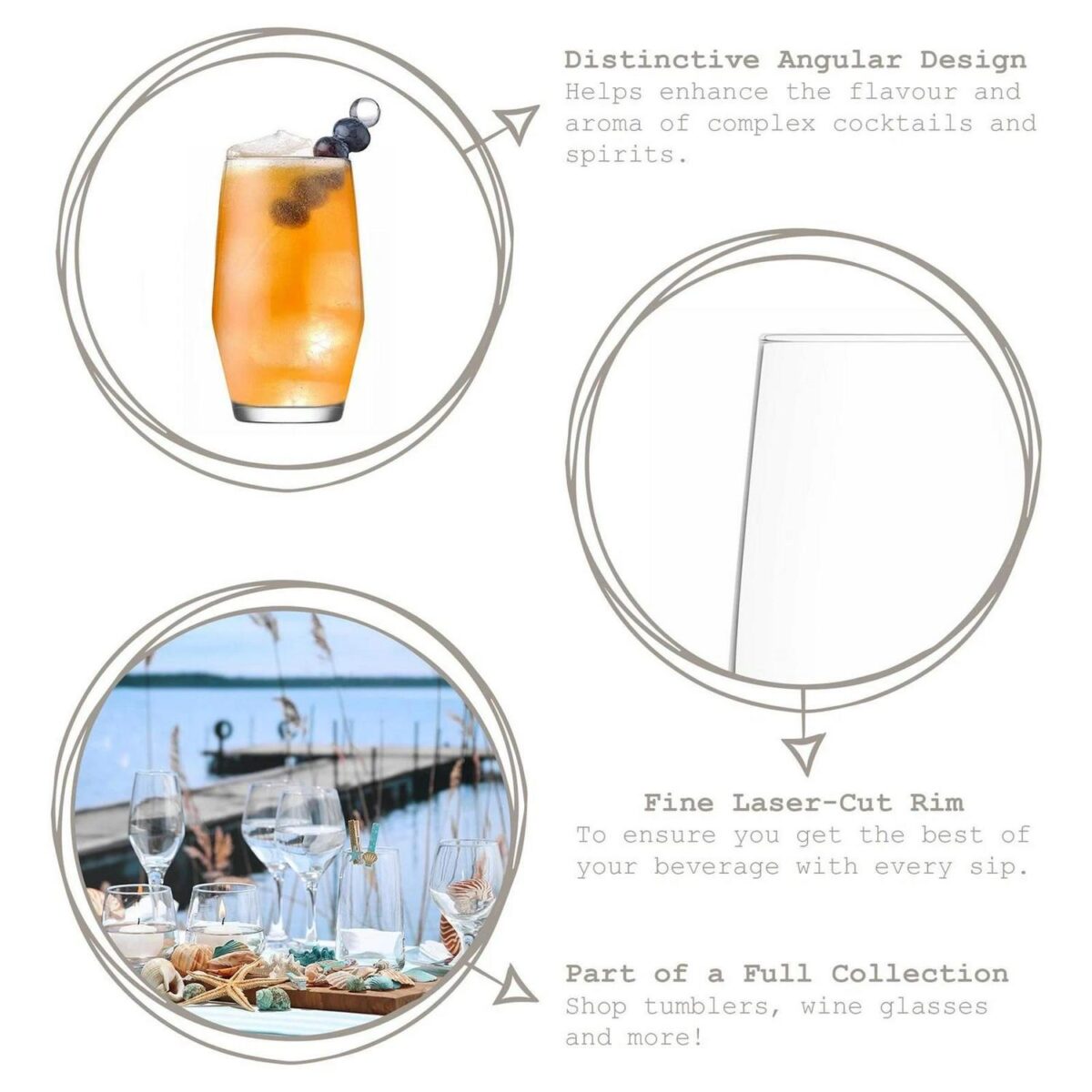 LAV 12x Ella Highball Glasses Water Juice Cocktail Tumblers 495ml Clear - Image 2