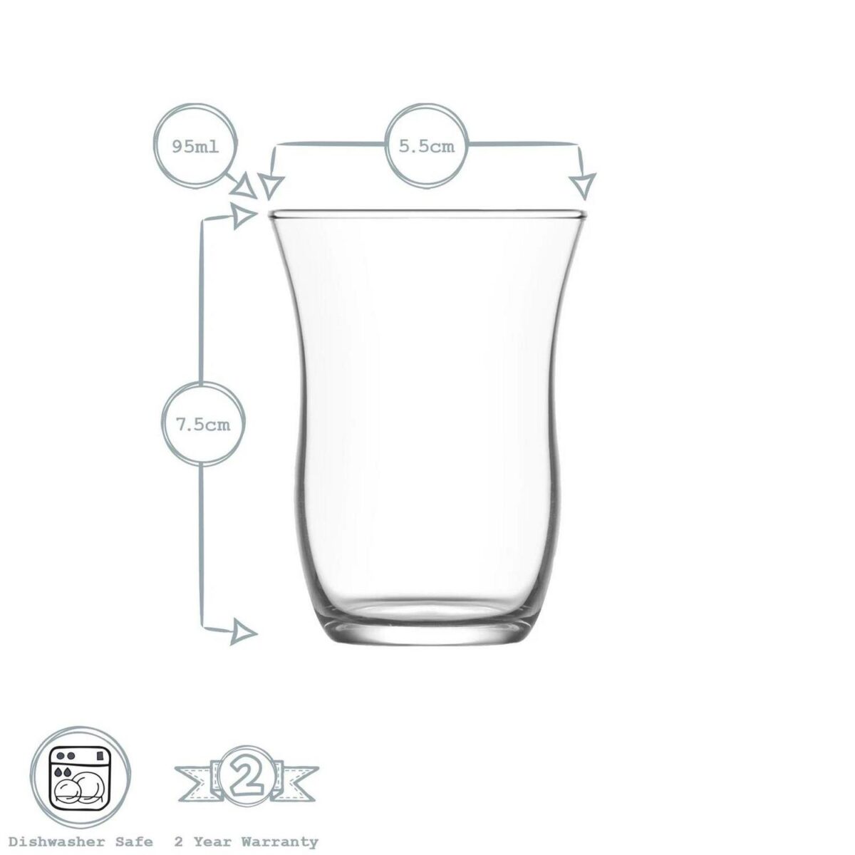LAV 12x Harman Turkish Tea Glasses Heat Resistant Glass Coffee Teacups 95ml - Image 3