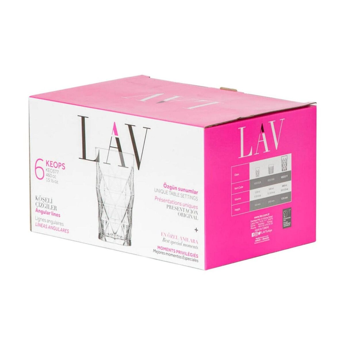 LAV 12x Keops Highball Glasses Water Juice Cocktail Tumblers 460ml Clear - Image 7