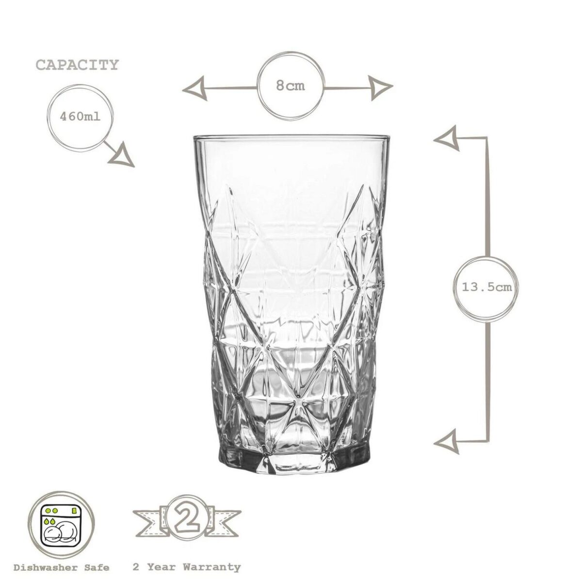 LAV 12x Keops Highball Glasses Water Juice Cocktail Tumblers 460ml Clear - Image 3