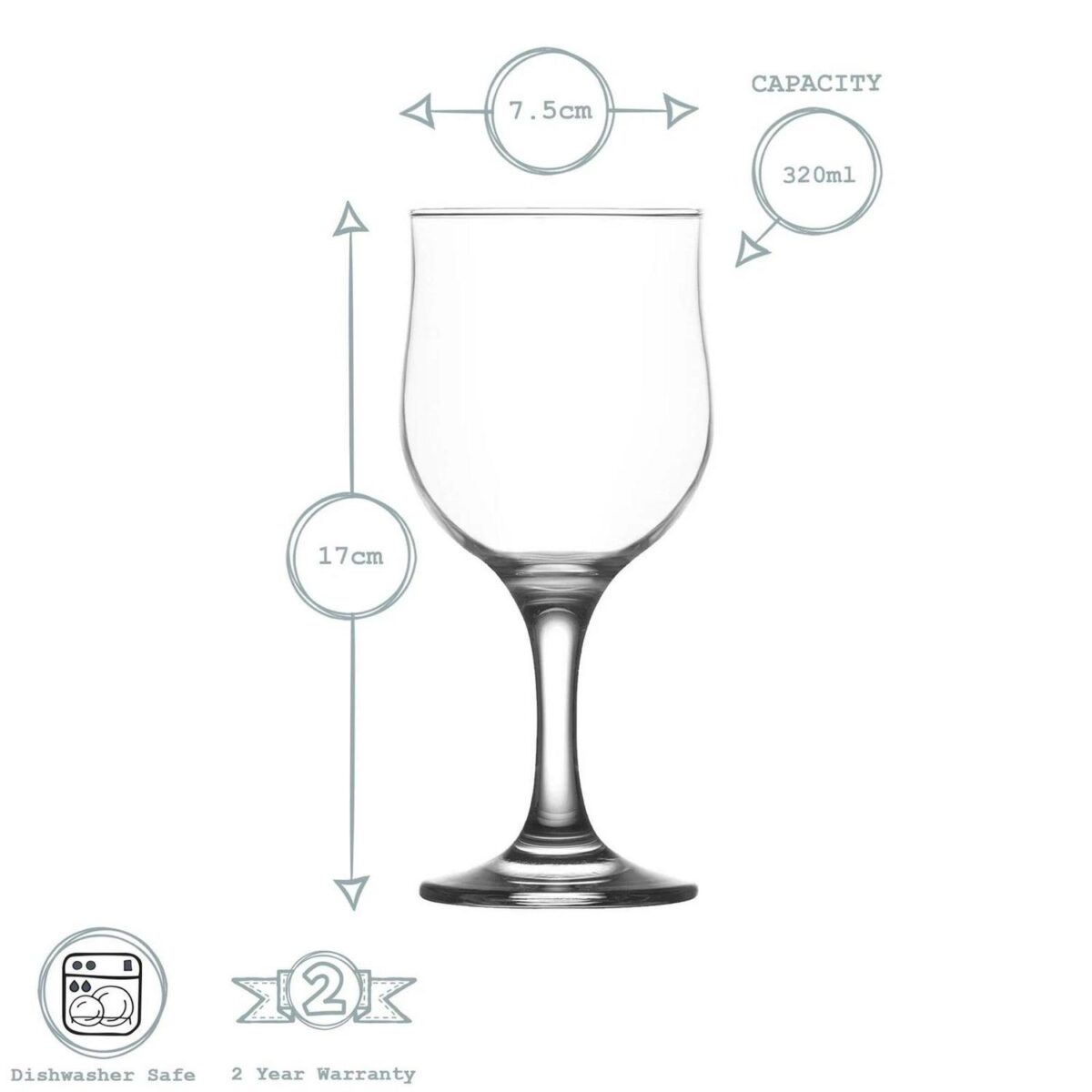 LAV 12x Nevakar Wine Glasses Vintage Stemware Goblets 320ml Clear - Image 3