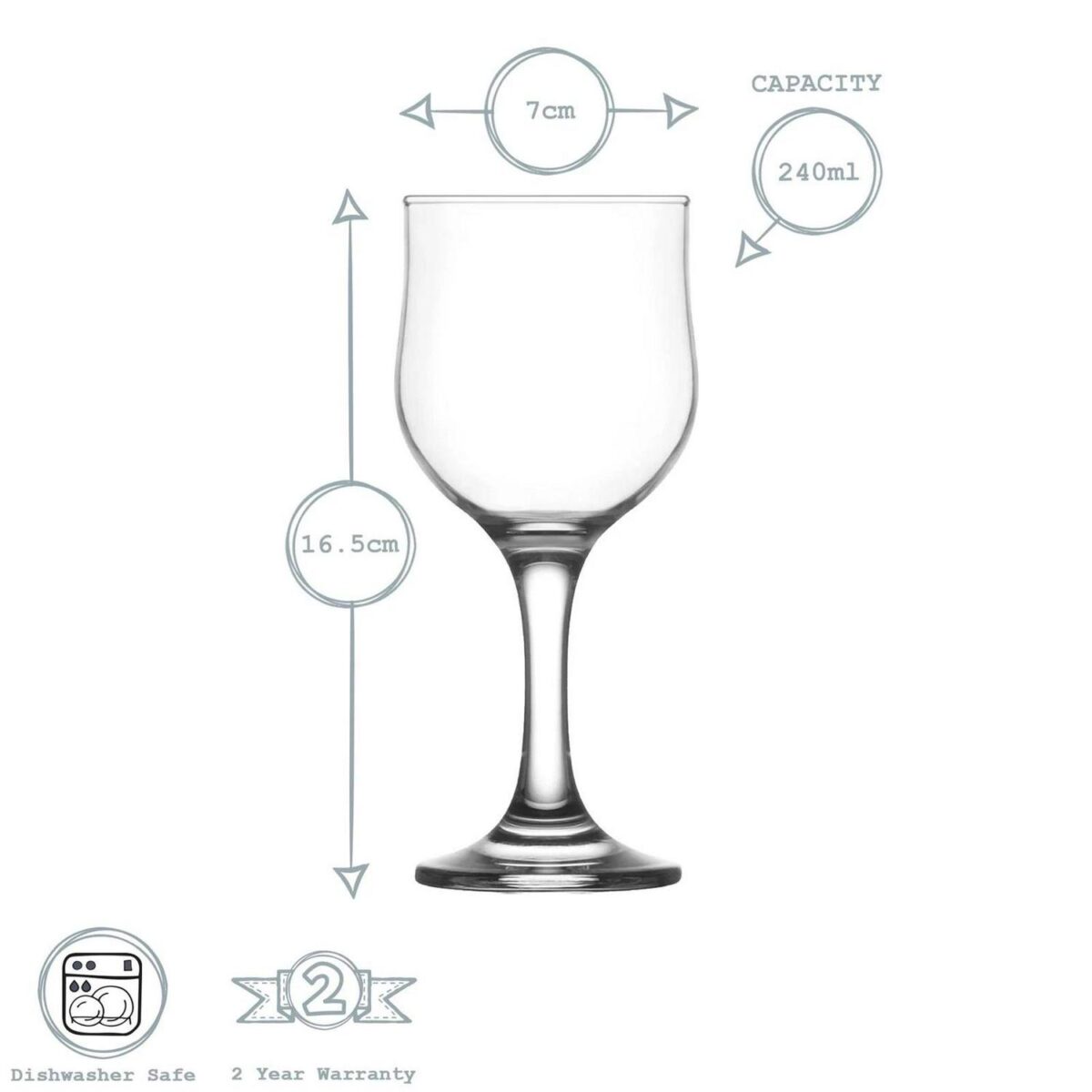 LAV 12x Nevakar Wine Glasses Vintage Stemware Goblets 240ml Clear - Image 3