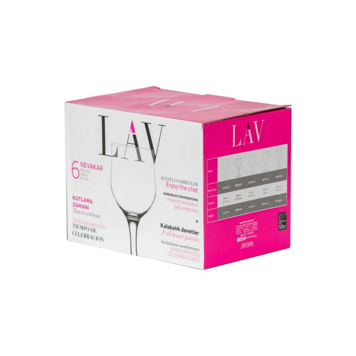 LAV 12x Nevakar Wine Glasses Vintage Stemware Goblets 240ml Clear - Image 6