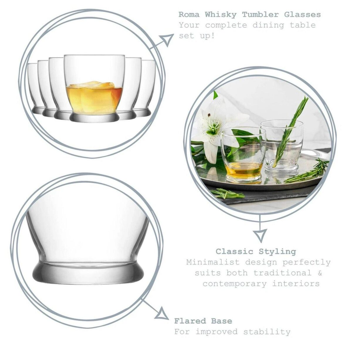 LAV 12x Roma Whisky Glasses Water Juice Cocktail Tumblers 295ml Clear - Image 2