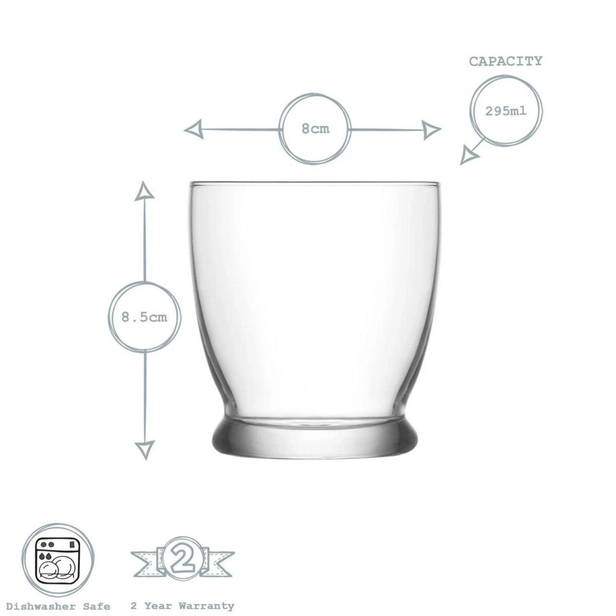 LAV 12x Roma Whisky Glasses Water Juice Cocktail Tumblers 295ml Clear - Image 3