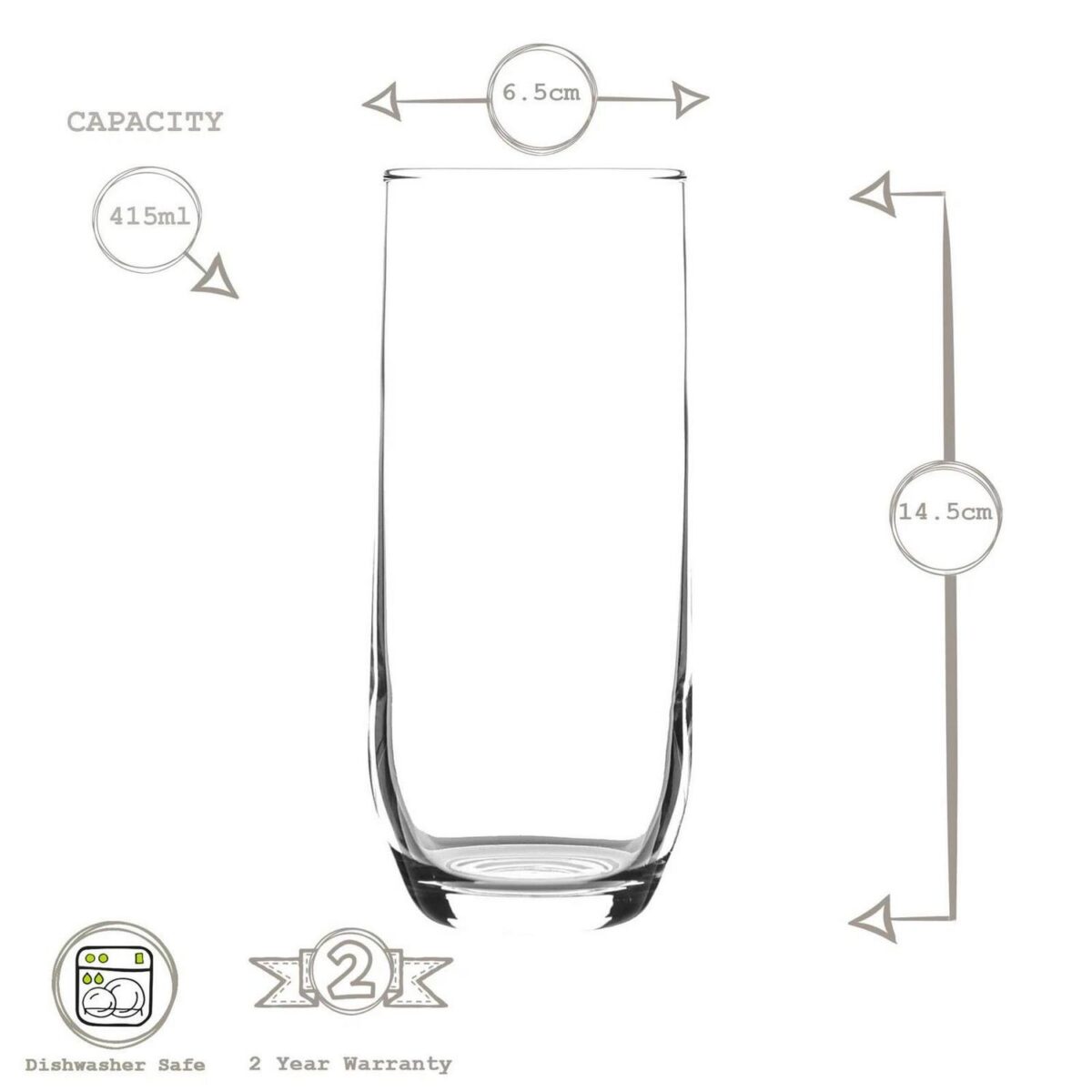 LAV 12x Sude Highball Glasses Water Juice Cocktail Tumblers 415ml Clear - Image 4