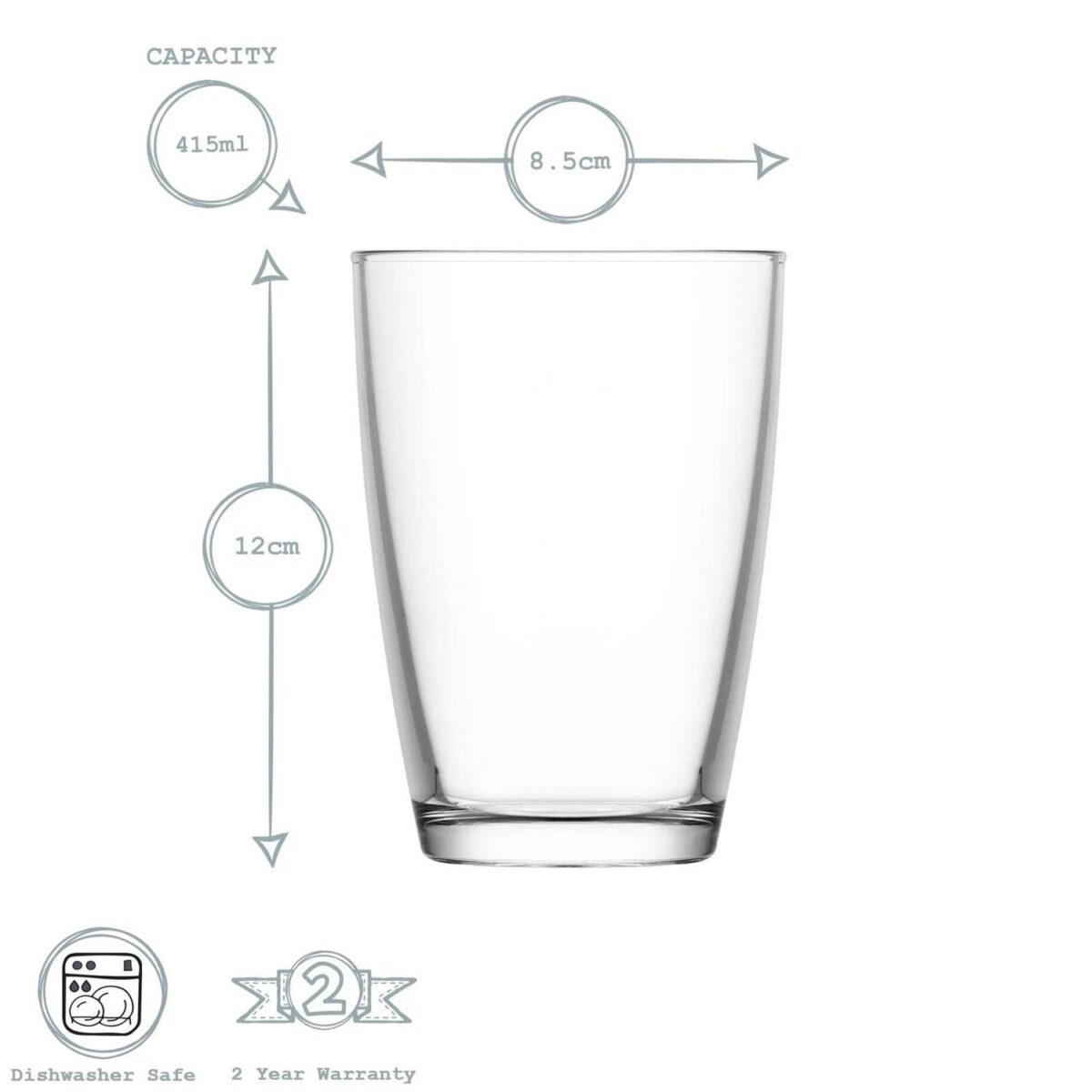 LAV 12x Vega Highball Glasses Water Juice Cocktail Tumblers 415ml Clear - Image 3