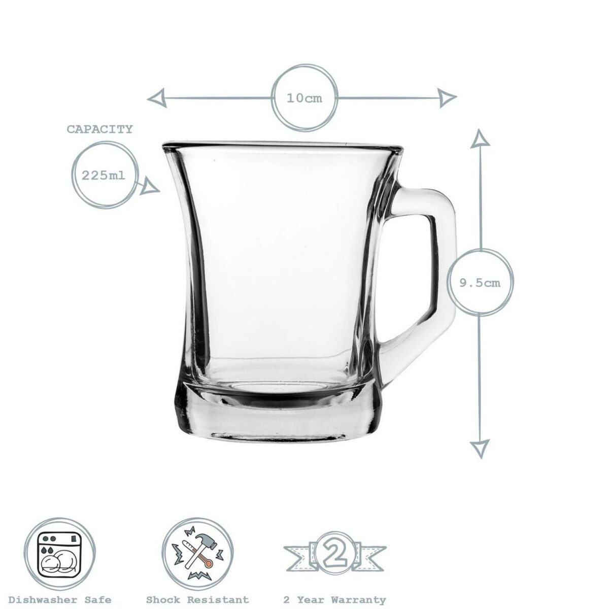 LAV 12x Zen+ Glass Coffee Mugs Modern Heat Resistant Glass Teacups 225ml - Image 3