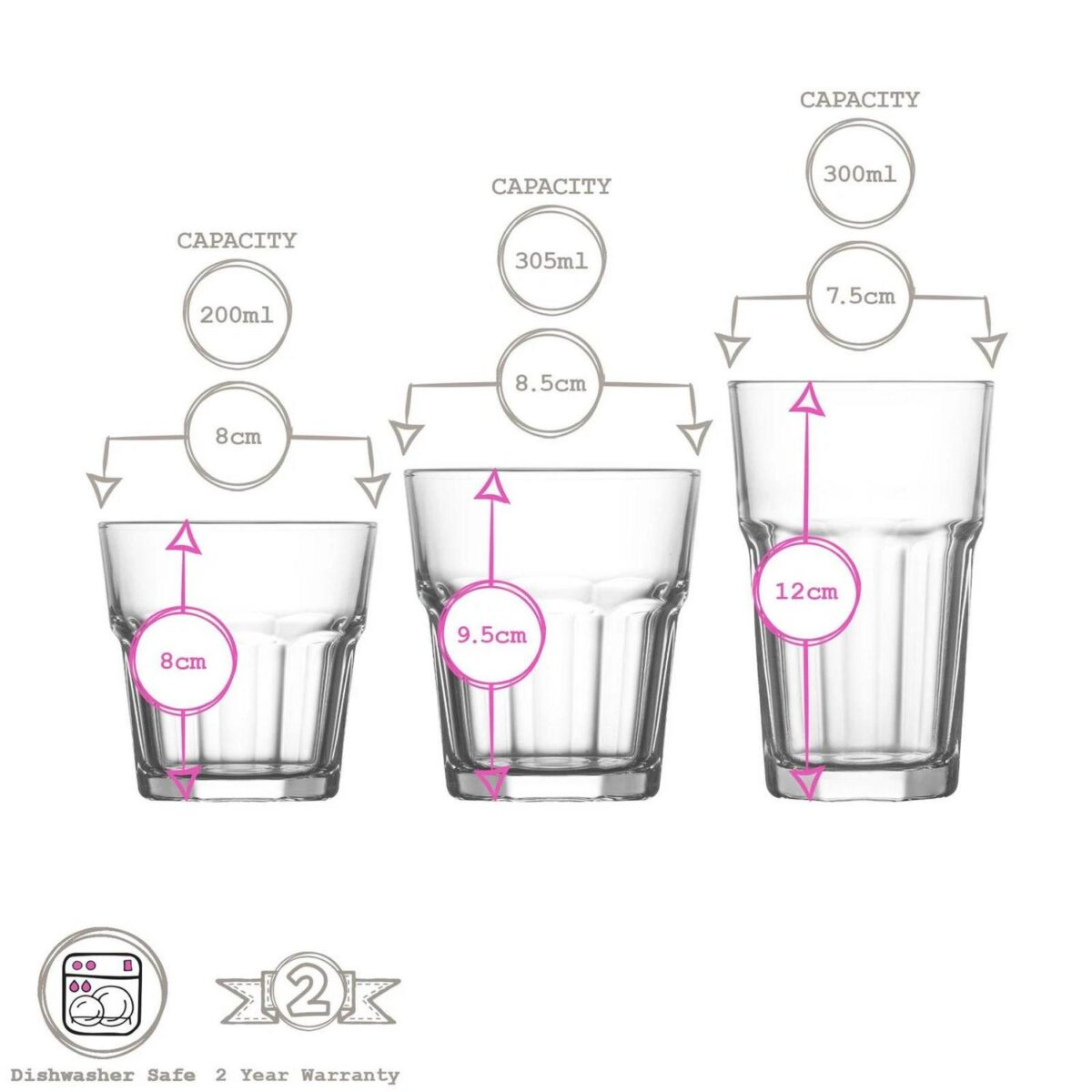 LAV 18pc Aras Stacking Glassware Set Glass Highball Glasses Drinking Tumblers - Image 3