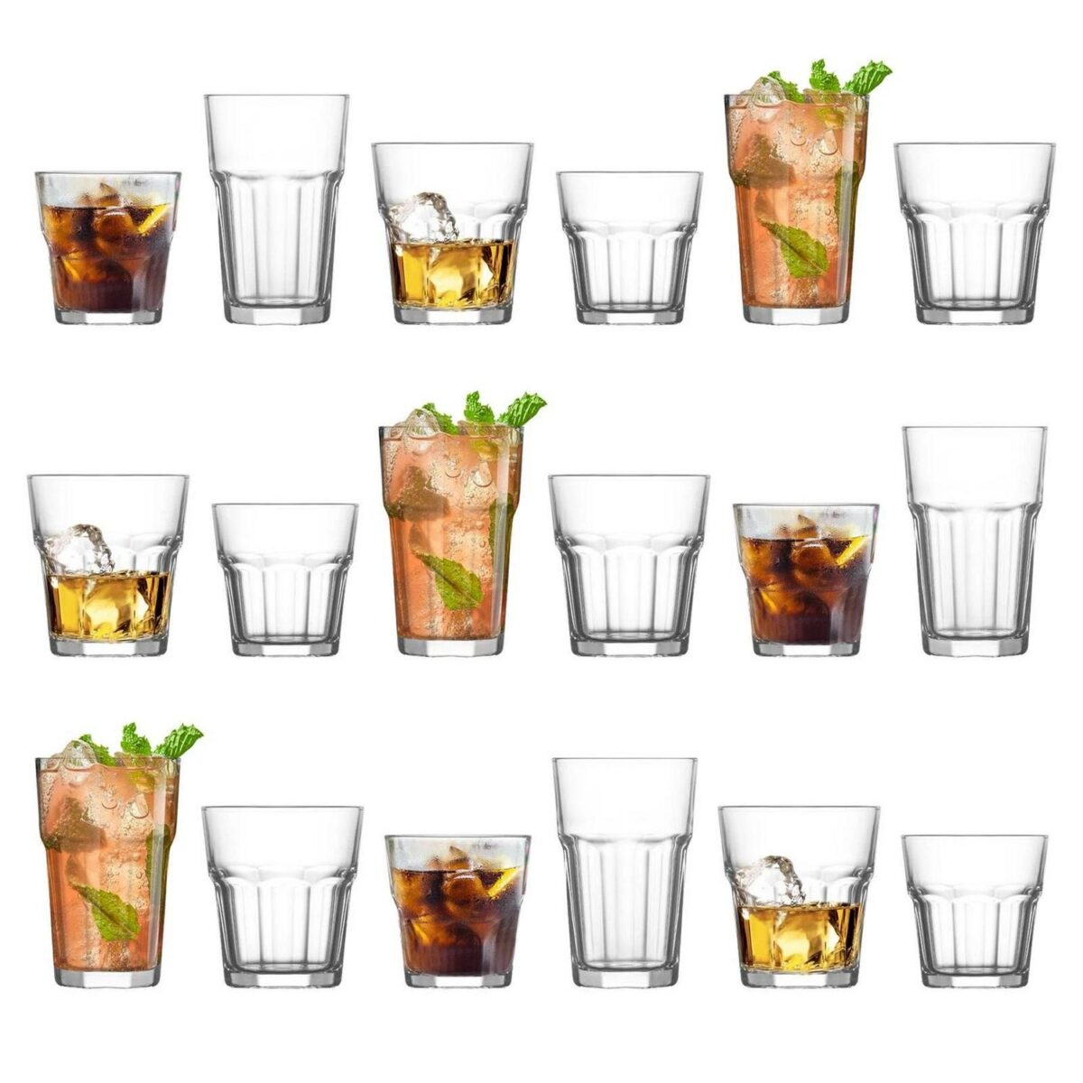LAV 18pc Aras Stacking Glassware Set Glass Highball Glasses Drinking Tumblers - Image 1