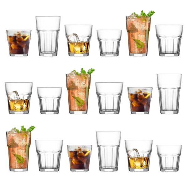 LAV 18pc Aras Stacking Glassware Set Glass Highball Glasses Drinking Tumblers