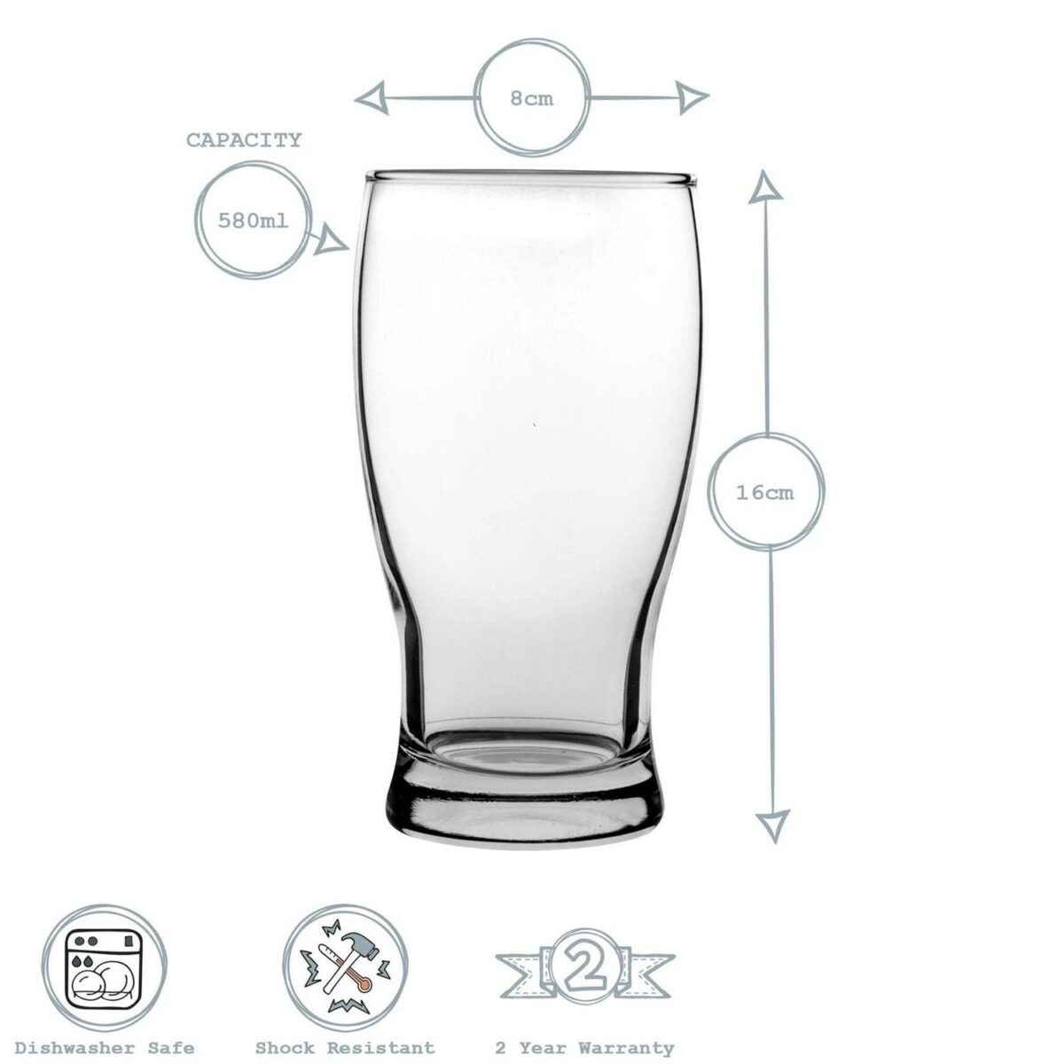 LAV 24x Belek Classic Pint Beer Glasses Traditional Craft Ale Lager 580ml - Image 3