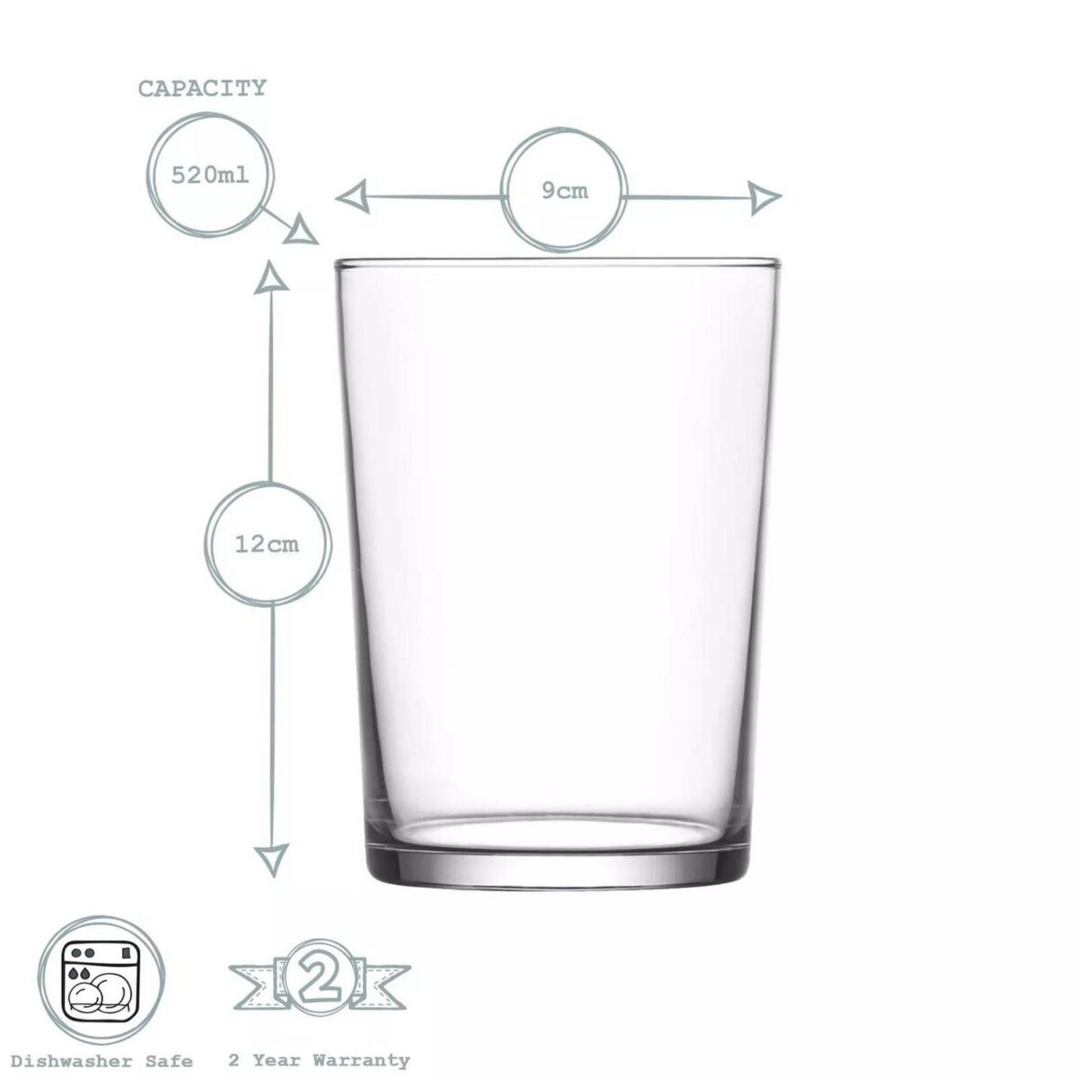 LAV 6x Bodega Highball Glasses Water Juice Cocktail Tumblers 520ml Clear - Image 3
