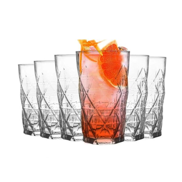LAV 6x Keops Highball Glasses Water Juice Cocktail Tumblers 460ml Clear