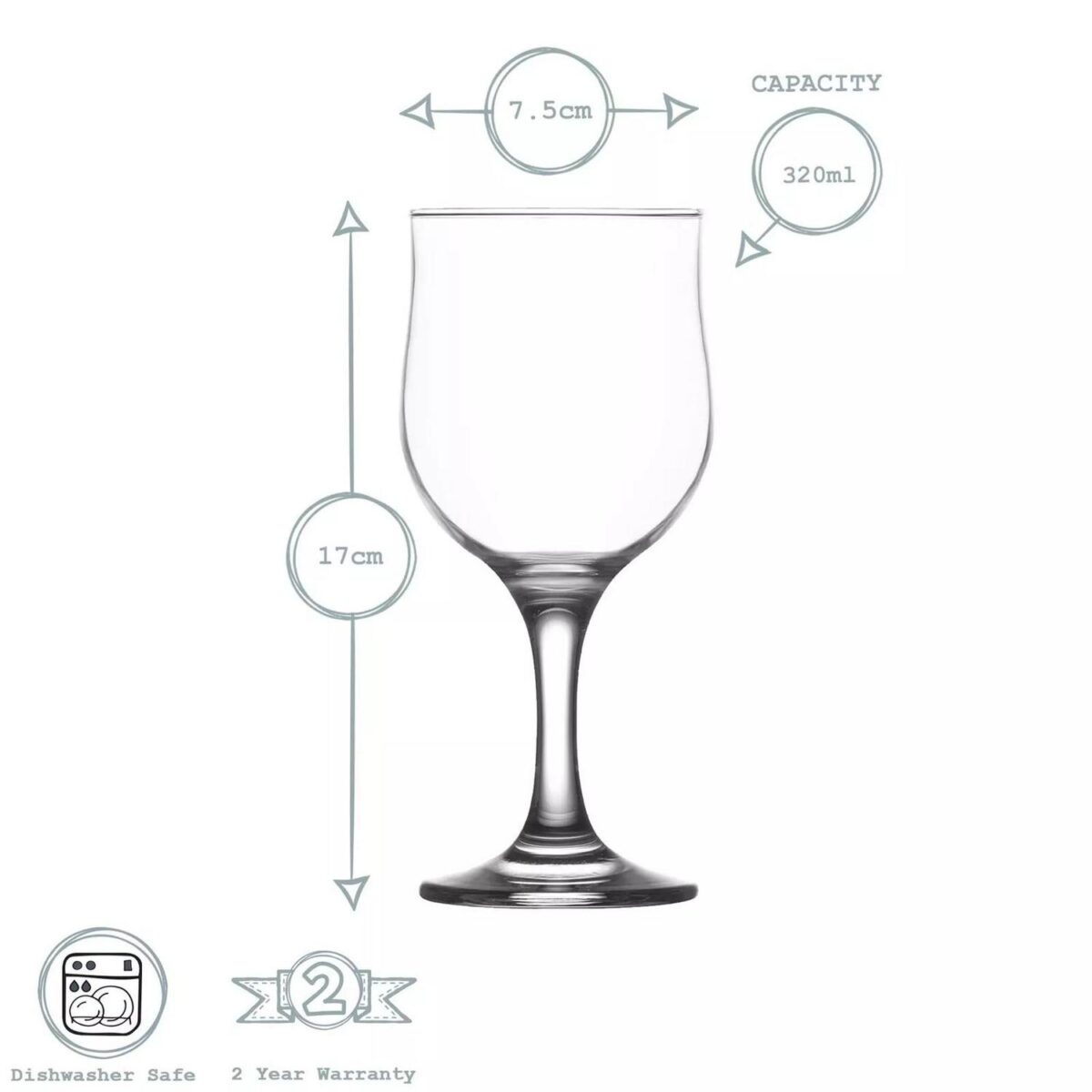 LAV 6x Nevakar Wine Glasses Vintage Stemware Goblets 320ml Clear - Image 3