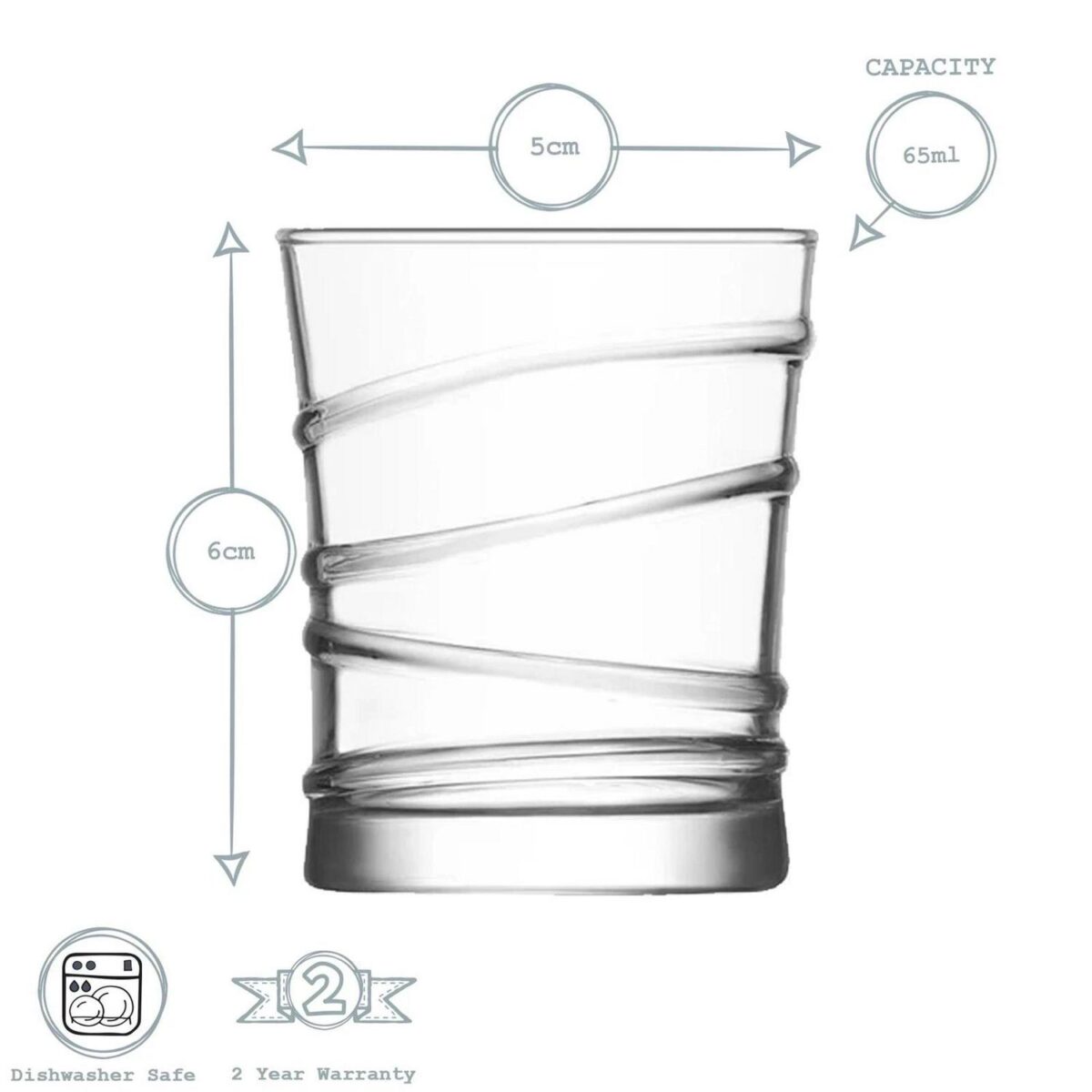 LAV 6x Ring Shot Glasses Glass Shooter Tumblers 65ml Clear - Image 3