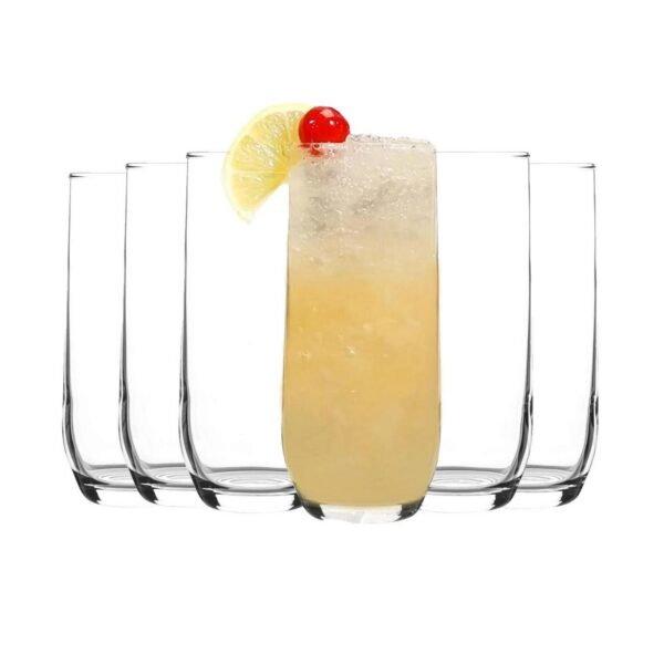LAV 6x Sude Highball Glasses Water Juice Cocktail Tumblers 415ml Clear