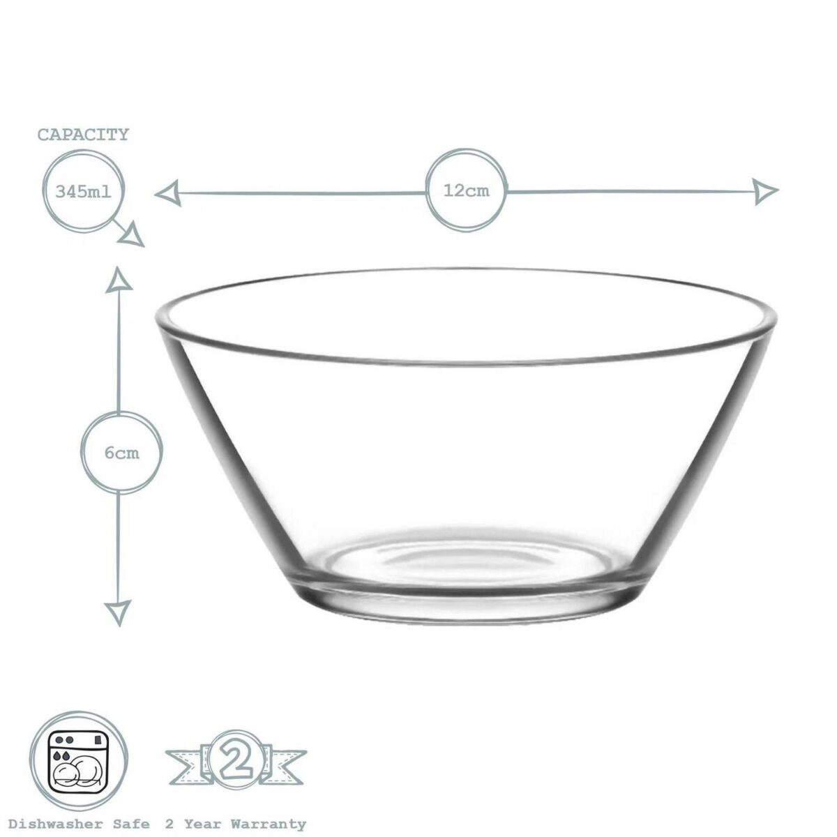 LAV 6x Vega Glass Serving Bowls Kitchen Mixing Dishes 12cm Clear - Image 3