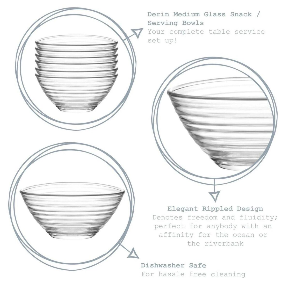LAV Derin Glass Serving Bowl Kitchen Mixing Dishes 11cm Clear - Image 2