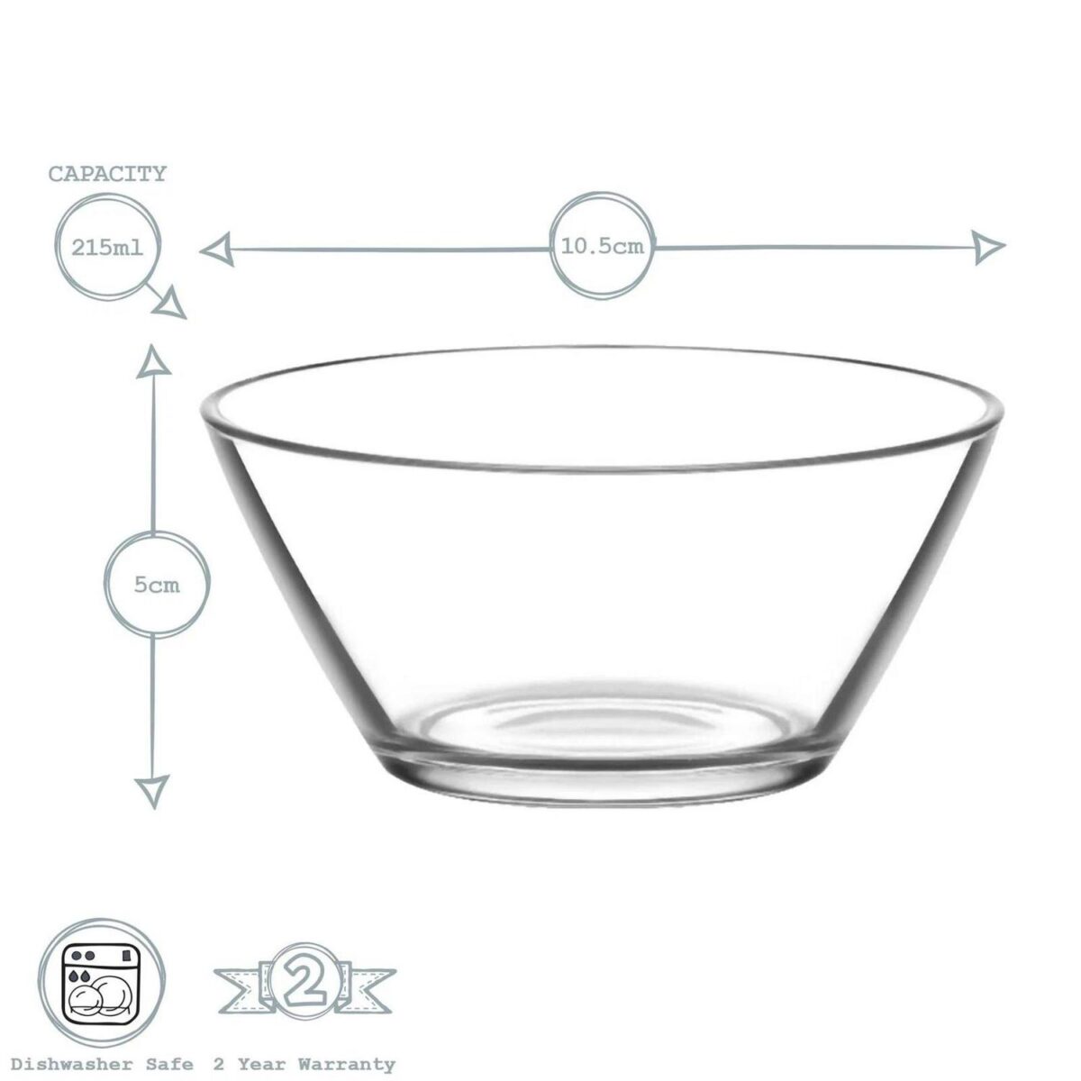 LAV Vega Glass Serving Bowl Kitchen Mixing Dishes 10.5cm Clear - Image 3
