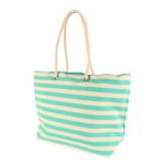 Large Striped Canvas Tote Beach Bag Shoulder Bag 55cm x 36cm Seafoam