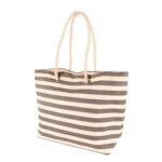 Large Striped Canvas Tote Beach Bag Shoulder Handbag 55cm x 36cm Pebble