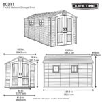 Lifetime 7ft x 12ft (2.14 x 3.57m) Wood Look Storage Shed - Model 60311U - Image 2