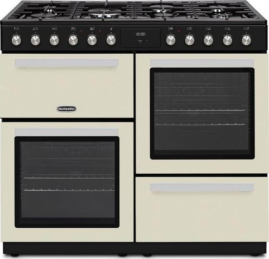 MONTPELLIER MDFRC100C 100 cm Dual Fuel Range Cooker - Cream and Chrome