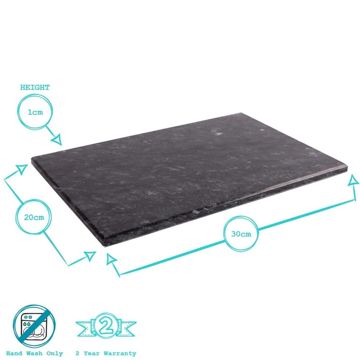 Marble Rectangle Chopping Board Kitchen Dining Serving Platter 30cm x 20cm Black - Image 3