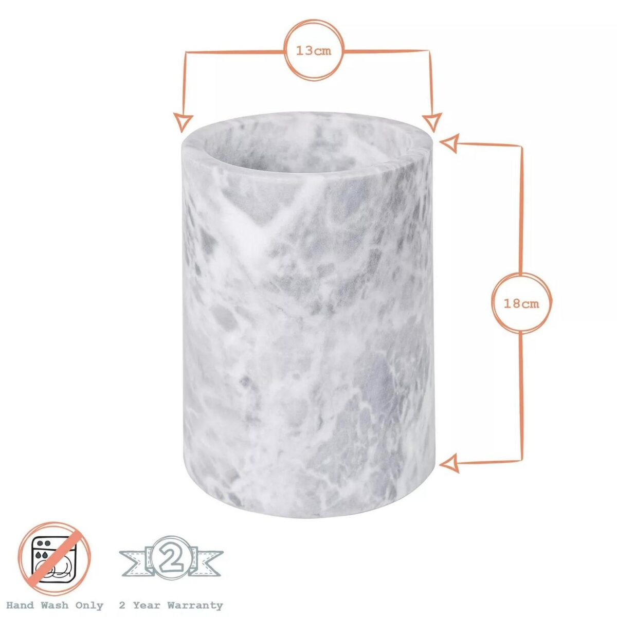 Marble Wine Bottle Cooler Solid Stone Barware Champagne Chiller 13cm Grey - Image 3