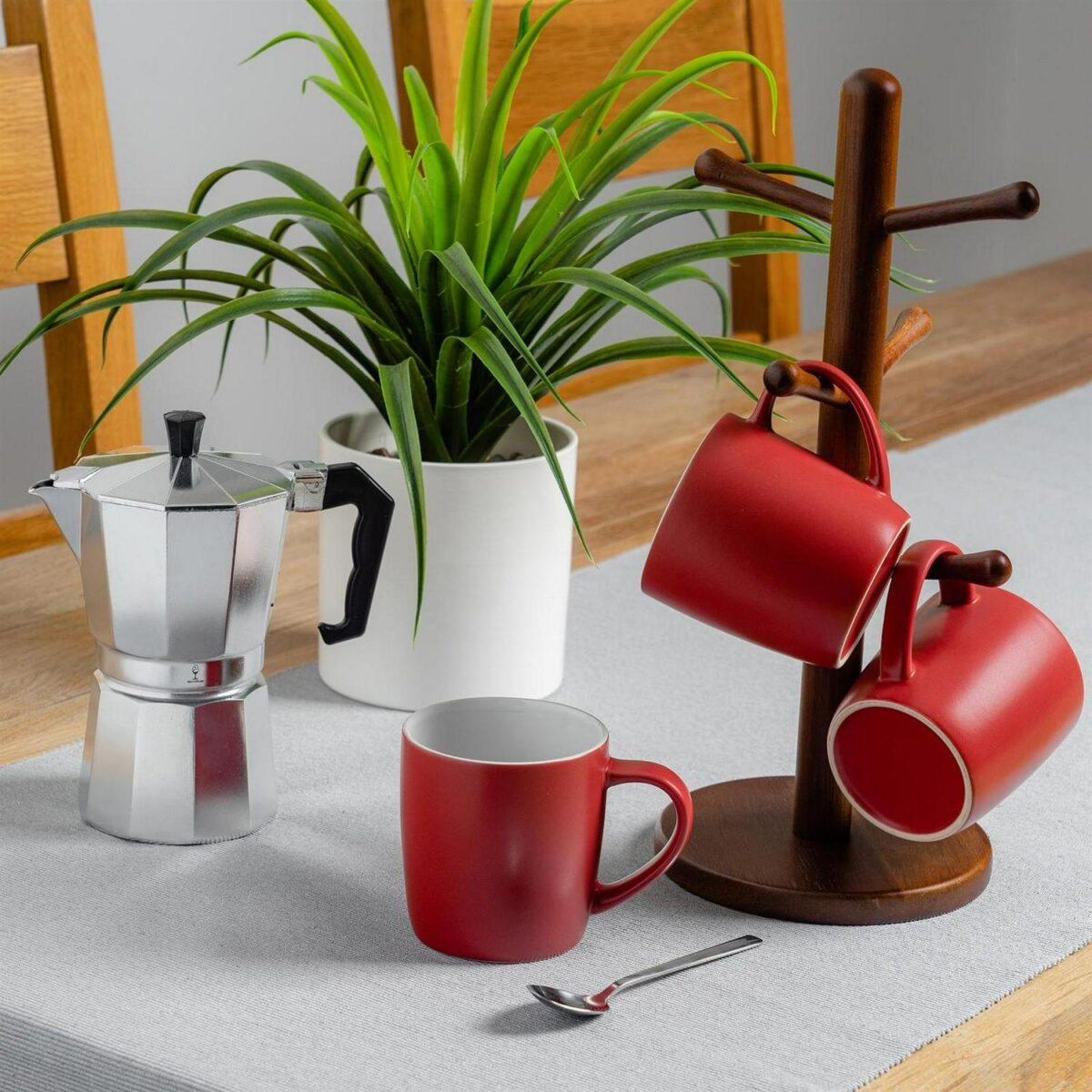 Matt Coloured Coffee Mug Modern Porcelain Cappuccino Tea Cup 350ml Red - Image 6