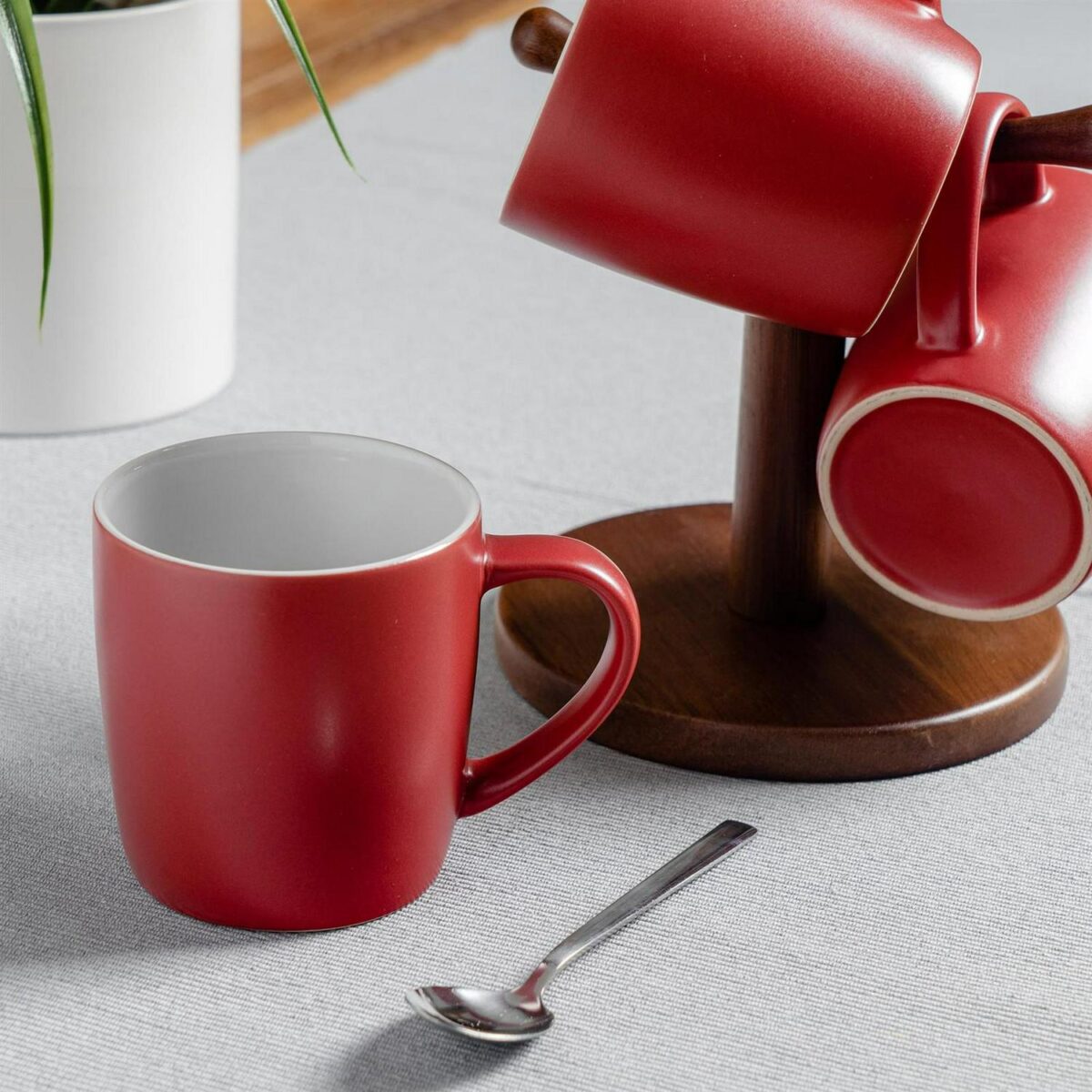 Matt Coloured Coffee Mug Modern Porcelain Cappuccino Tea Cup 350ml Red - Image 4