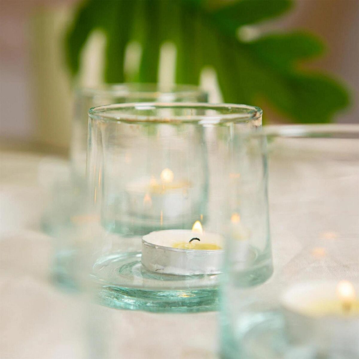 Merzouga Recycled Glass Tealight Holder Decorative Home Candle Lantern 7cm Clear - Image 5