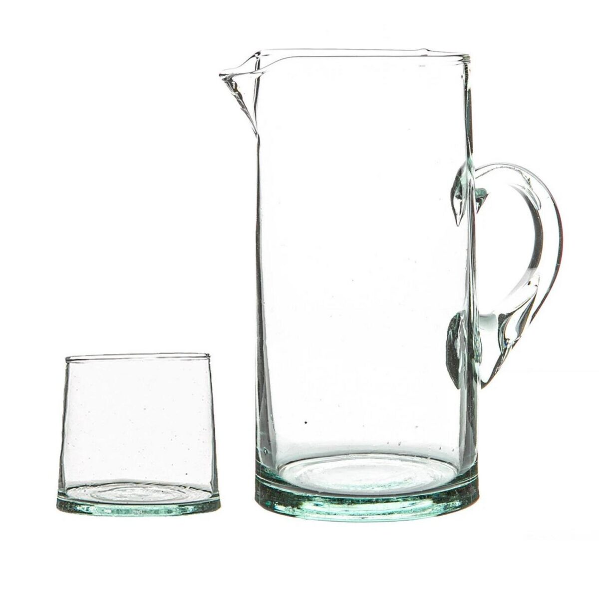 Merzouga Recycled Glass Tumblers with Jug Water Juice Glasses Pitcher Clear - Image 1