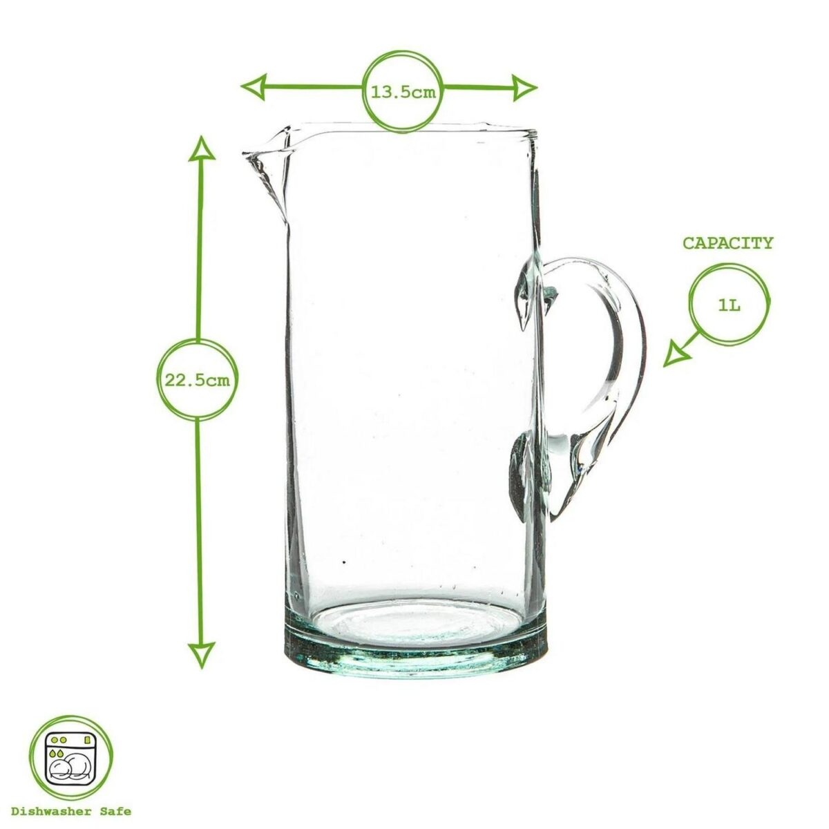 Merzouga Recycled Glass Tumblers with Jug Water Juice Glasses Pitcher Clear - Image 3